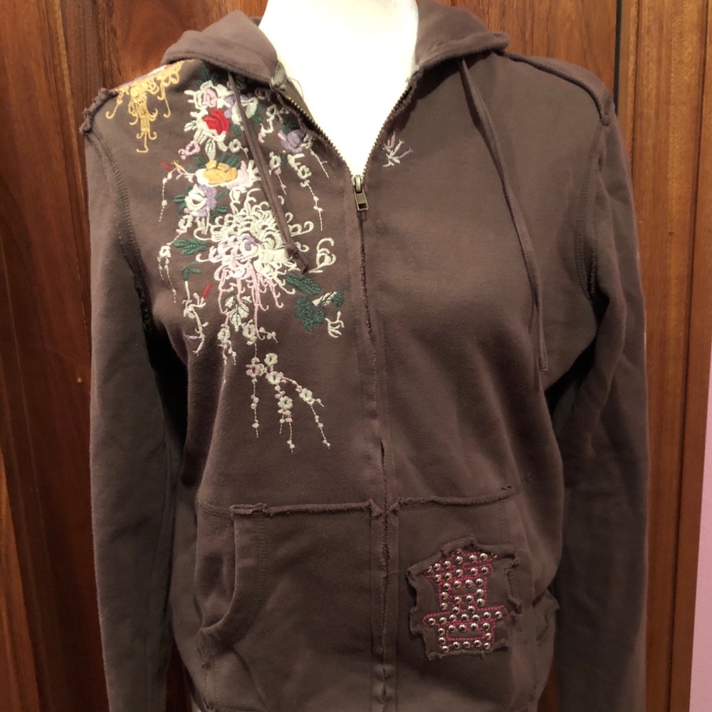 Lovestich embroidered zip sweatshirt Lg